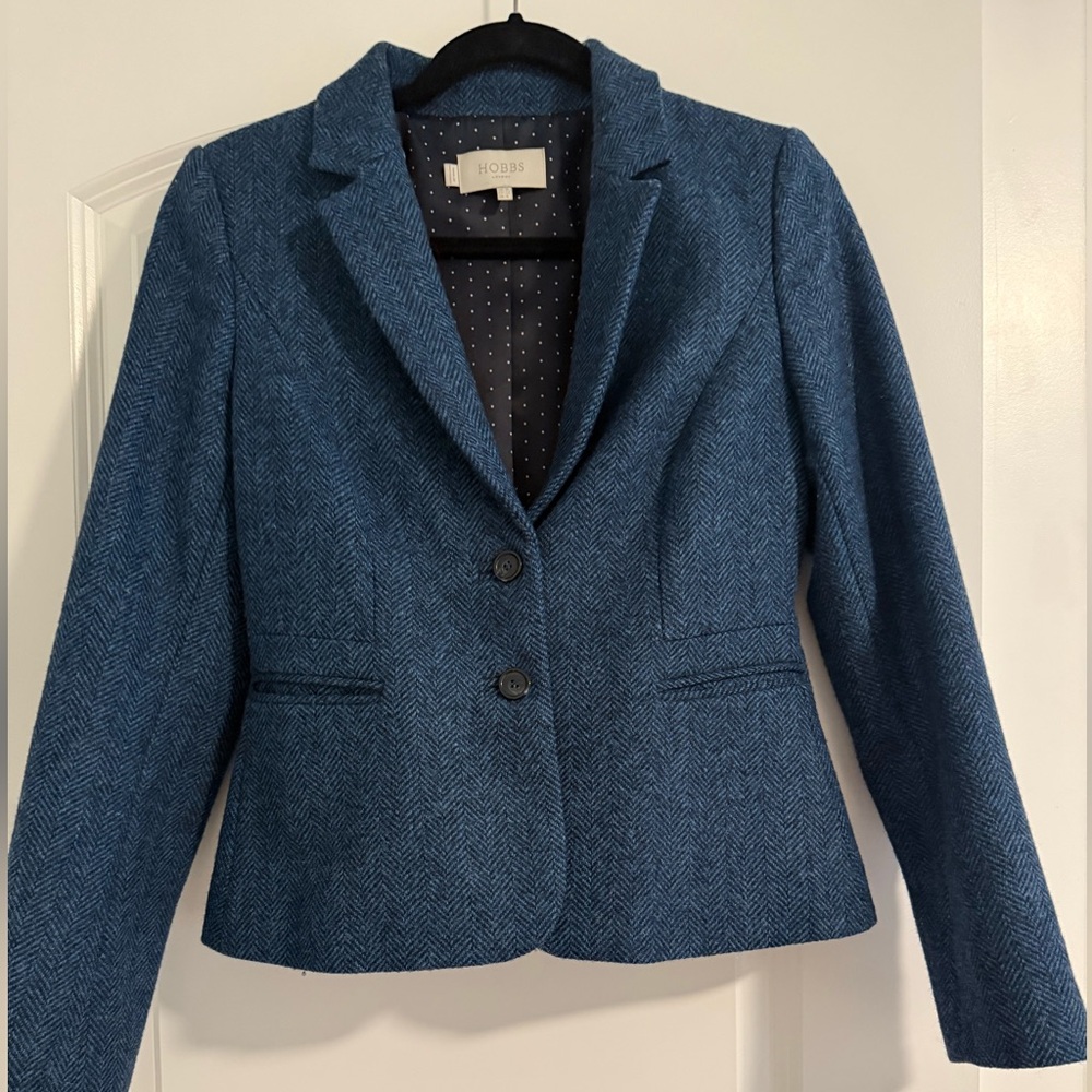 Blue Tweed Women’s Blazer Hobbs of London Size 6